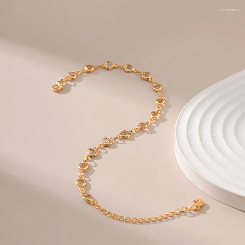 アクセサリー askoasrhito814117 DHgate.com:18k Gold Plated Heart Zircon Link Bracelet