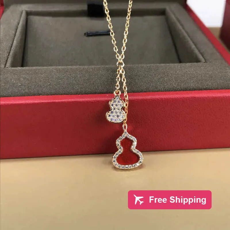 Hanger kettingen Designer sieraden diamanten hanger ketting Klassiek titanium stalen diamanten fles kalebas Hanger kettingen 18K vergulde vrouwen geluk ketting Hallo