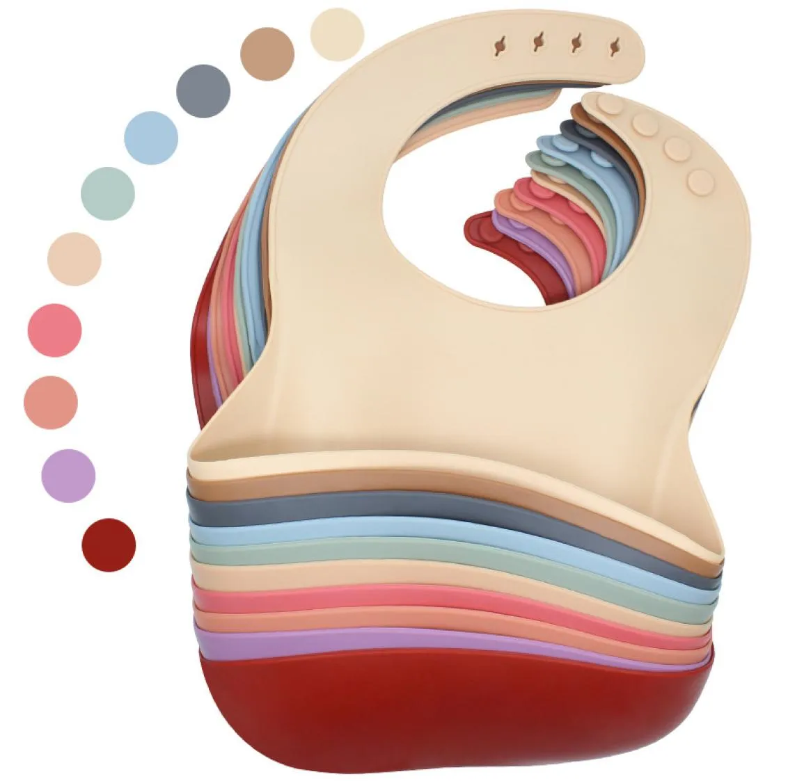 Baby Eating Bibbs Silicone Waterproof Drool Feeding förkläden Justerbara burpdukar Stora matfångare Pocket Saliv Bib Wash M26608373