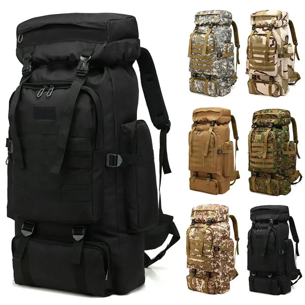 80L grande capacité voyage sac d'escalade tactique militaire sac à dos femmes armée sacs toile seau sac épaule sac de sport mâle 240112