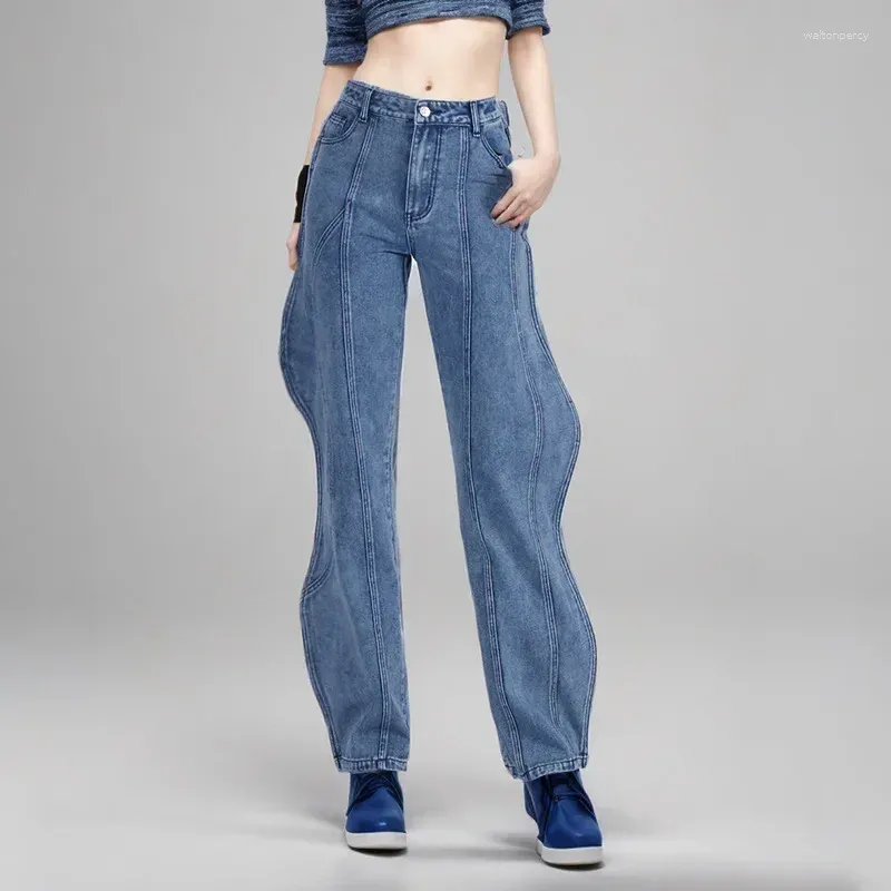 Jeans Para Mujer Mujeres Spring Patchwork Wave Fractal Deconstruccion Pantalones Europeos Y Americanos Moda Personalidad Estilo De Tendencia De 56 5 DHgate