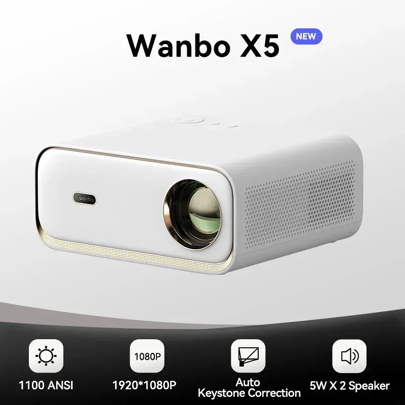 Projecteur Wanbo X5 4K 1080P 20000 Lumens 1100ANSI Android 9.0 Double