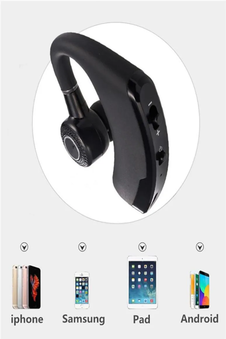 Handen Zakelijk Draadloze Bluetooth-headset met microfoon Spraakbesturing Hoofdtelefoon Stereo oortelefoon voor iPhone Android Drive Connect Wit1668725