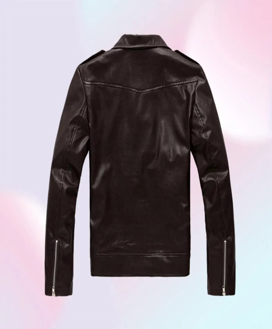 Men039s Kurtki Mężczyźni moda pu skórzana kurtka wiosna jesień styl brytyjski motocykl męski płaszcz czarny brązowy m3xl7300703