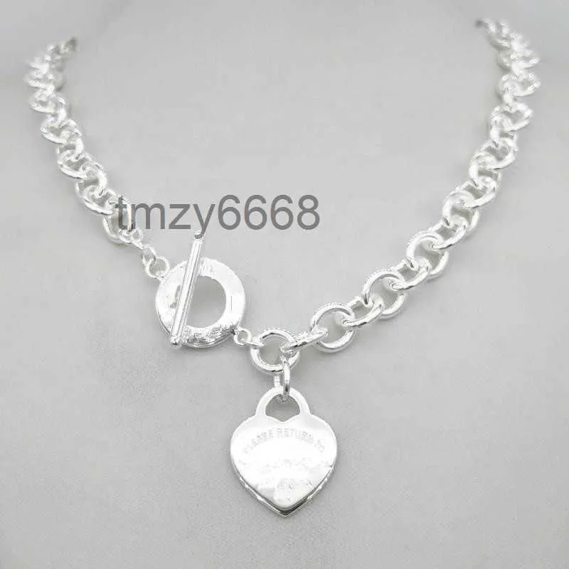 Klassisk design Women's Silver TF Style Necklace Pendant Chain S925 Sterling Key Heart Love Egg Brand Charm NEC ZG80