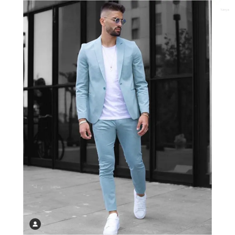 Herenpakken Street Wear Zomer Casual Mannen 2-delige Bruiloft Bruidegom Smoking Slim Fit Prom Formele Outfit Blazer Masculino Jas Broek