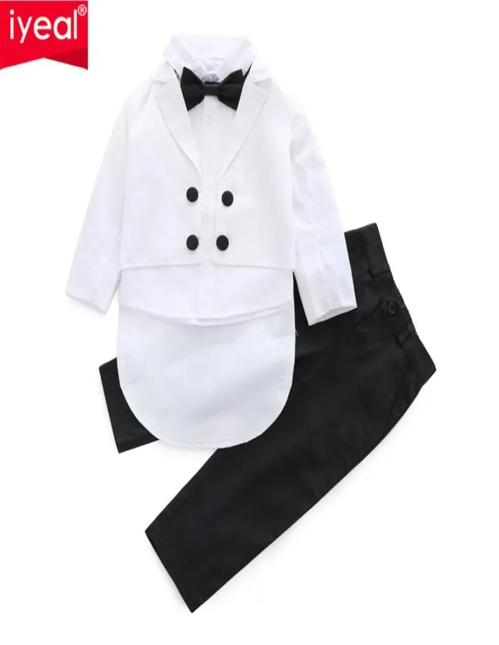 Iyeal Baby Boys Suits 3 Piecesset Formal Tuxedo Suit Baby Boy Baptism Dopklänning Spädbarn Fest bröllopskläder Set 15Y4780976