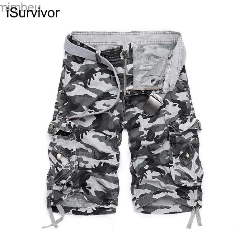 Shorts pour hommes taille américaine 2023 nouveau Camouflage short cargo ample hommes Cool été militaire Camo pantalon court Homme short cargo (sans ceinture) L240111