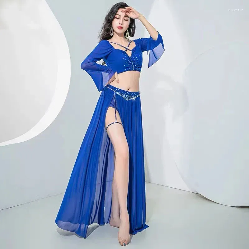 Scene Wear Women Belly Dance Costume Set Professional Dancer Dress Clothes Festival outfit Oriental Shoulder Out 2st TopSkirt