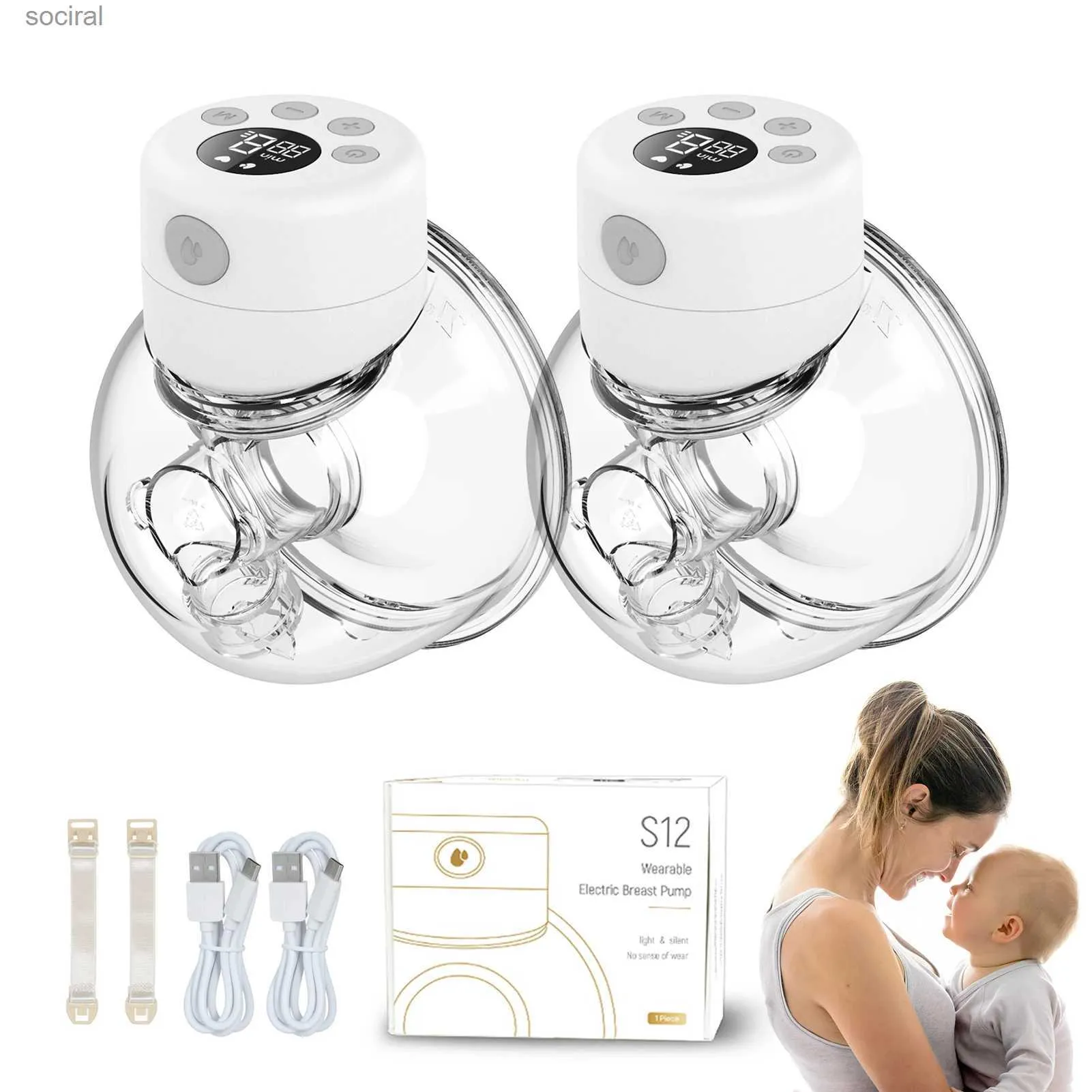 Breast Pump Electric, Portable Wireless Electric Breast Pump with 2 Modes 5  Levels Silicone Hands Free Breastfeeding Breastpump Worn in-Bra, Low Noise  and Painless with Massage 24mm 