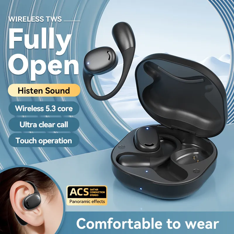 2024 New Ear Hook Bluetooth Headset Buller Reduction Running Sports Ows Open Wireless Bluetooth Headset 5.48 Chip Stronger