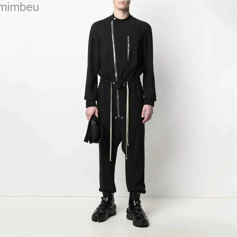 Mäns jeans 2022 Nya mäns personlighet Jumpsuit Trend Korean version All-Match Loose Suffa Black Cargo PantsL240111