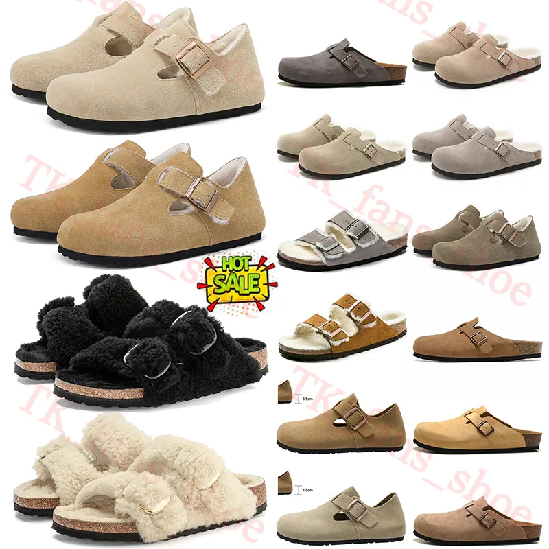 Womens Slippers Birkinstocks burkin Platform Trainers Loafers Men Bostons Clogs Sandals shearling suede Soft Footbed Fur Slides Arizonas Cork Flat sole Sneakers