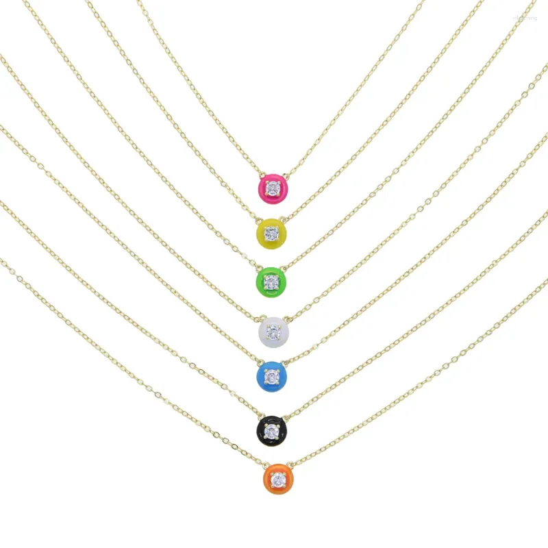 Kedjor 2024 Summer Fashion Jewelry Simple Geometric Round Charm Candy Neon Emalj Färgglad halsband för tjej