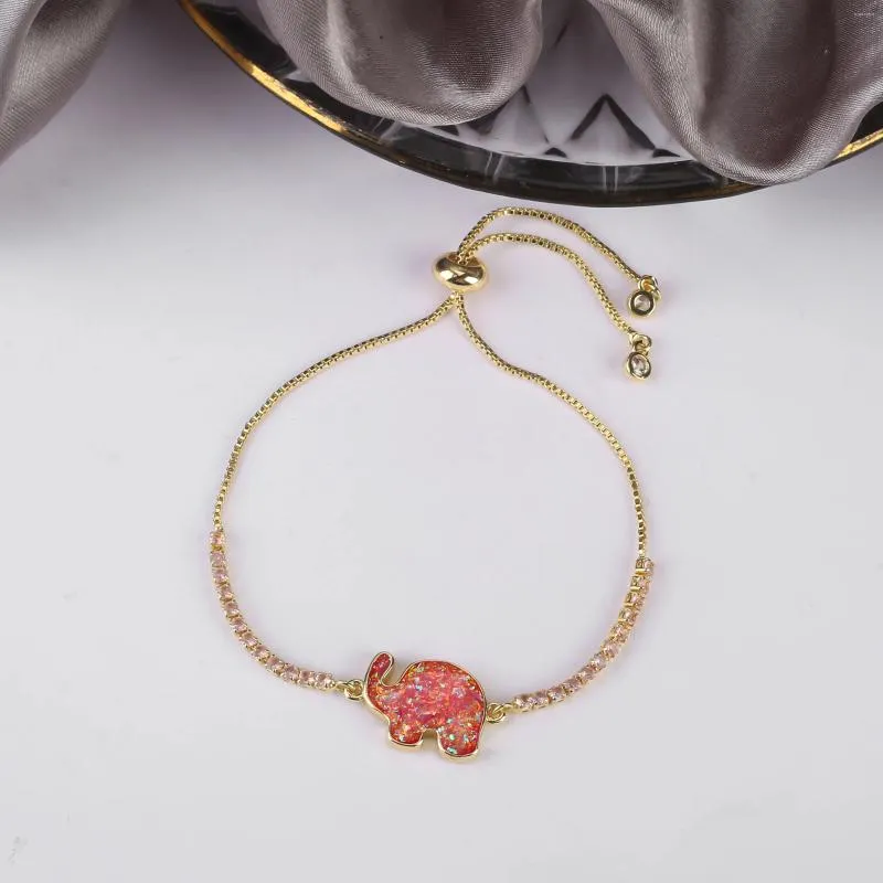 Link bransoletki Najwyższa jakość 5 kolorów urocza słonia opal bransoletka spersonalizowana łańcuch cyrkonu sześciennego regulowany do imprezowej biżuterii ślubnej