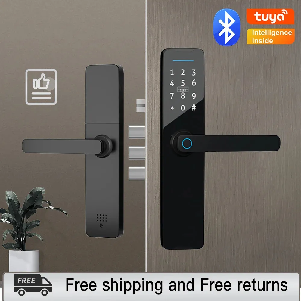Tuya WiFi Цифровой электронный замок Умная дверь с биометрическим паролем по отпечатку пальца Дистанционное управление разблокировкой и входом без ключа 240111