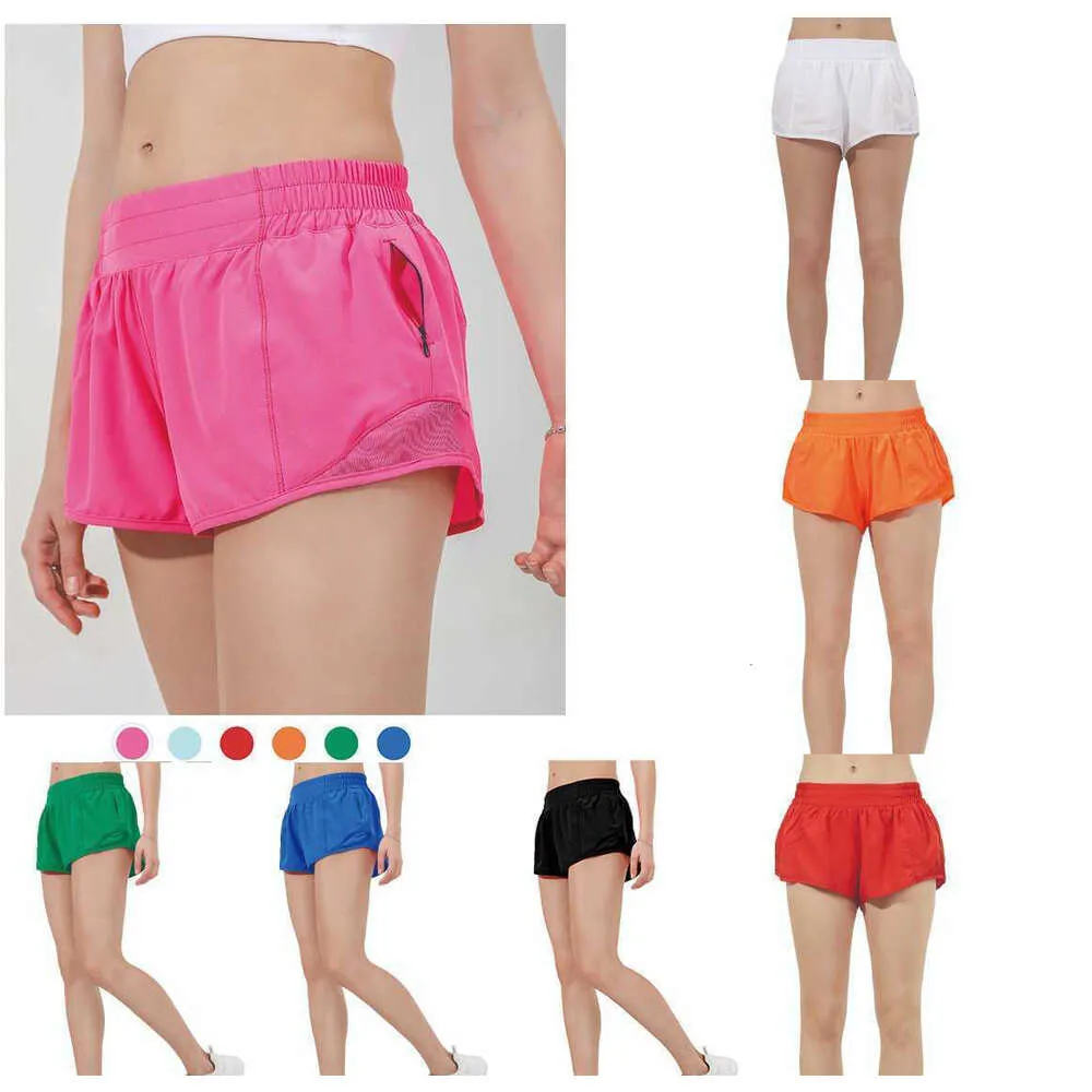 デザイナーLululemenly Womens Yoga Shorts Fit Zipper Pocket High Rise Quick Quick Dry Lulusly Lemon Lemon Train Short Loose Style Style Style Style Stymable Gym Quality Lululy