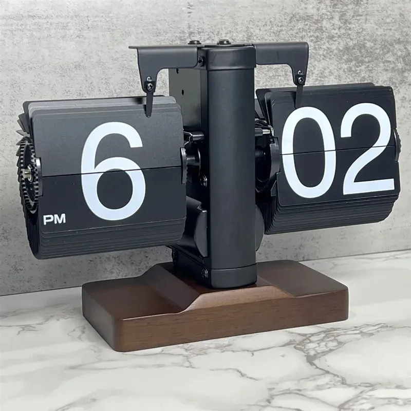 Desktop Clock European Creative Flip Down Page Desk Clocks Retro Flip Table Clock Mechanical Automatic Flip Clock Home Decor 240111