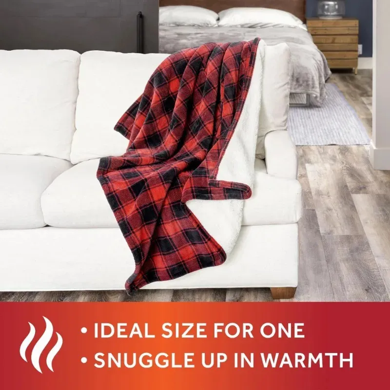Buffalo Plaid Sunbeam Warming Throw Blinking Red Buffalo Plaid