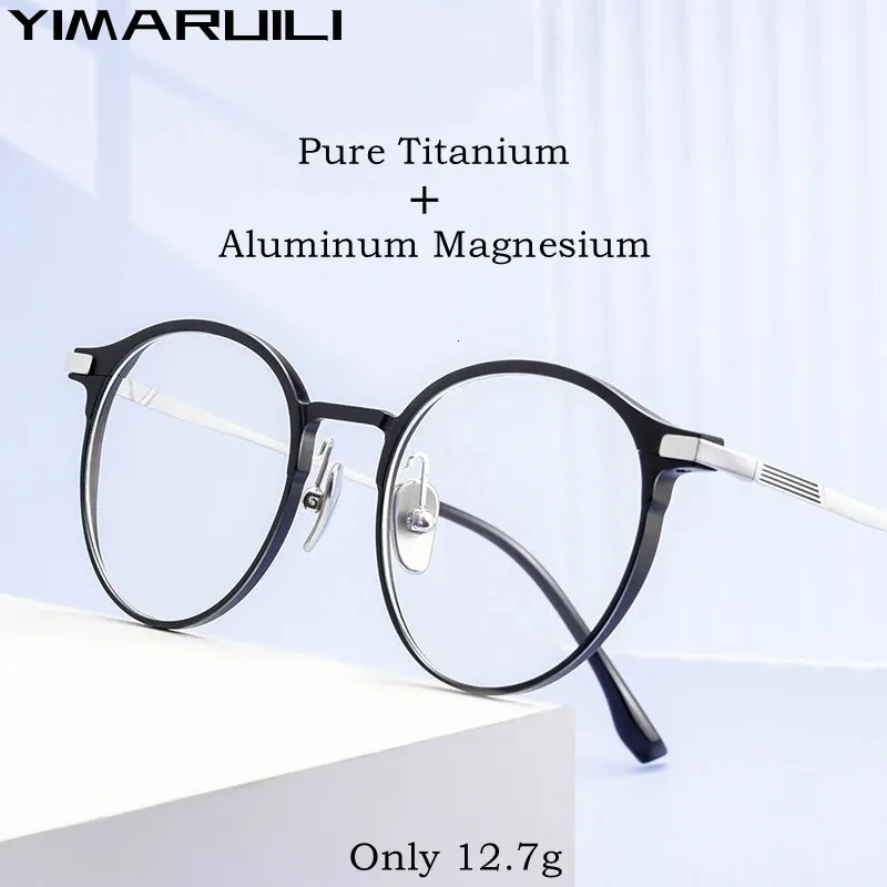 Yimaruili ultra-leve moda óculos retro redondo puro óculos de prescrição óptica quadro masculino e feminino l5086m 240111