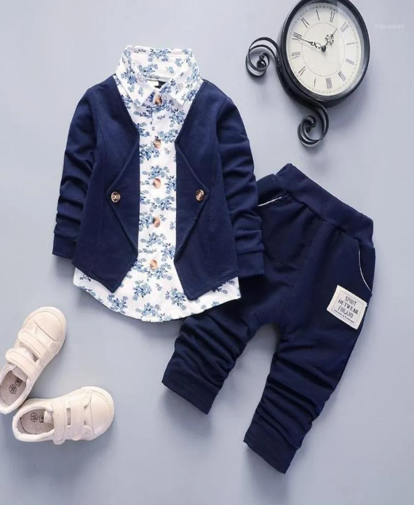 DIIMUU 2pcs Newborn Children Clothes Baby Boys Gentlemen Casual Outfits Long Sleeve Solid Tops Pants Party Sets Cotton Garment11011101