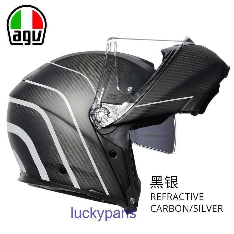 Spring AGV E05 Motorcykelhjälm Kolfiber Italian Open Face Double Lens Full Running 1 39TG