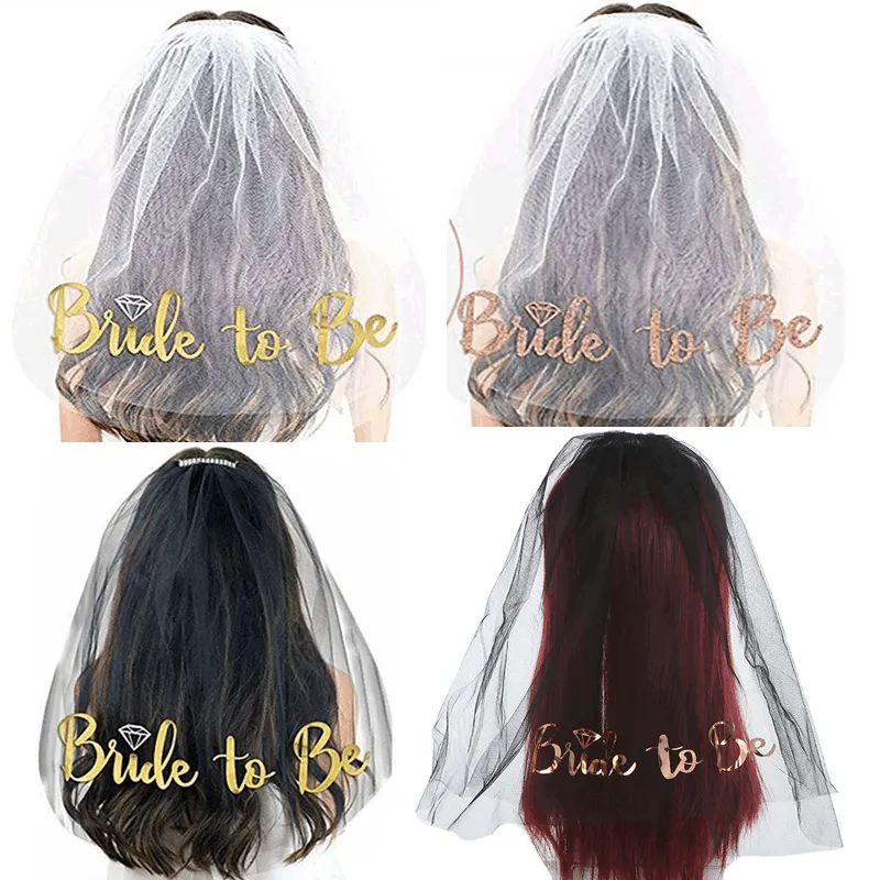 Glitter Bride to Be Wedding Veil Veils Double Straers for Bridal Party Decorations Accessori