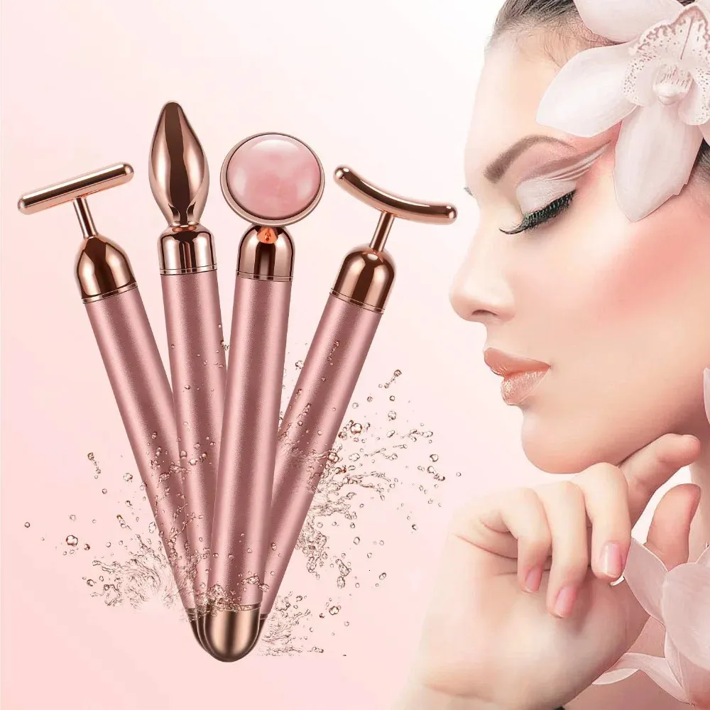 4 in 1 Vibrating Rose Quartz Facial Roller Massager 14  3.2 cm Acrylic  Face Lifting Slimming Care from Dhgate Face Massager - price 31.23