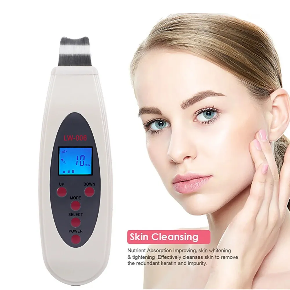 High Quality Ultrasonic Skin Scrubber Cleanser Face Cleaning Acne Removal Galvanic Spa Ultrasound Peeling Clean Tone Lift 240112