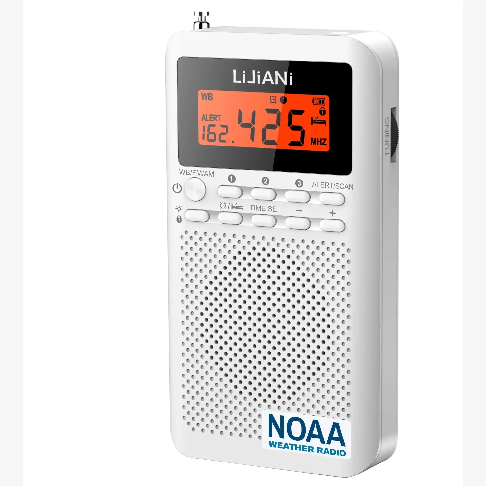 Radio NOAA Weather Radio AM/FM Band Battery Operated Portable Radio with LCD Display Digital Alarm Clock Sleep Timer,US only version