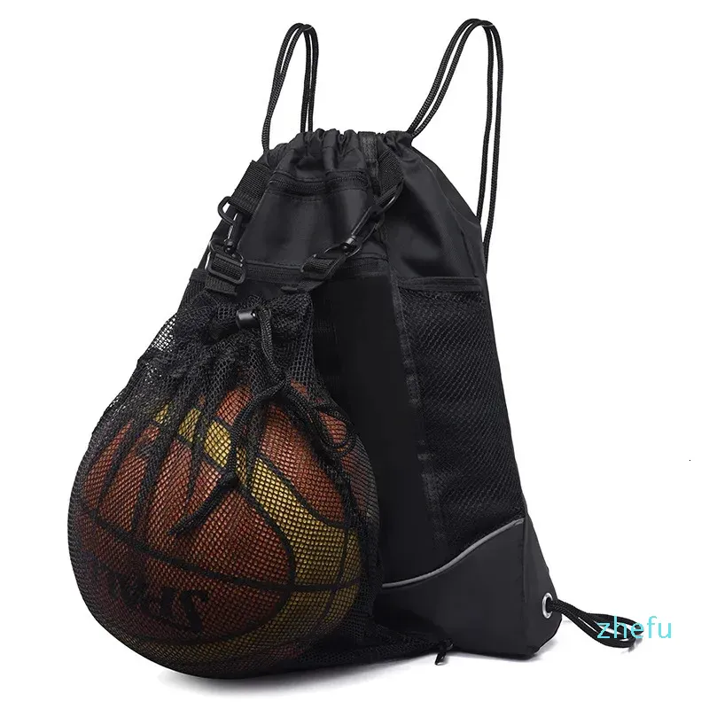 Bärbar dragkamp basket ryggsäck mesh väska fotboll fotboll volleyboll boll förvaring väskor utomhus sport resande gym yoga