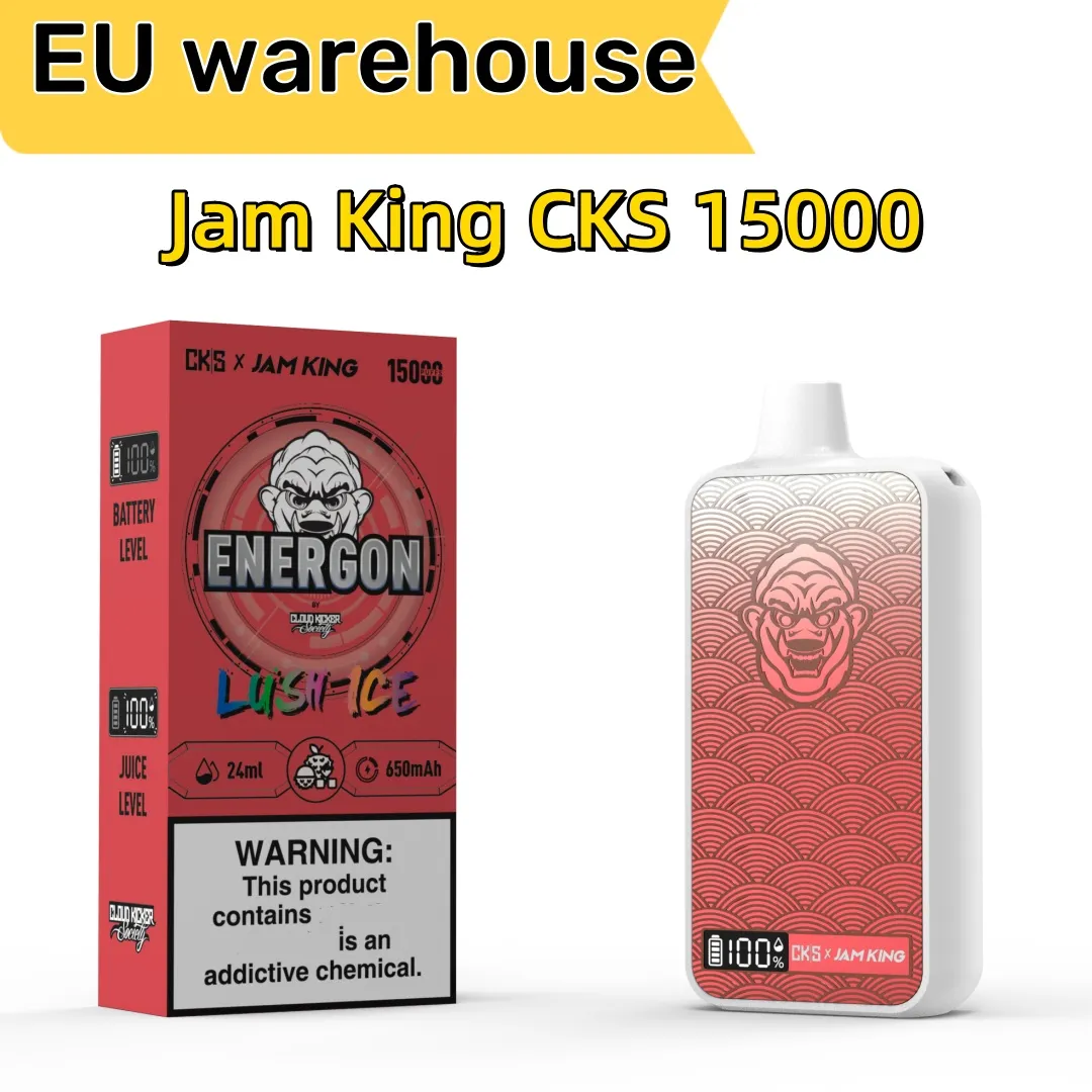 Слойка Jam King CKS Energon 15k, 24 мл, предварительно заполненная слойка для экранного дисплея, 12000 оптом, USB-C, зарядка E, жидкая слойка, торнадо, Vape Box, вкус сока