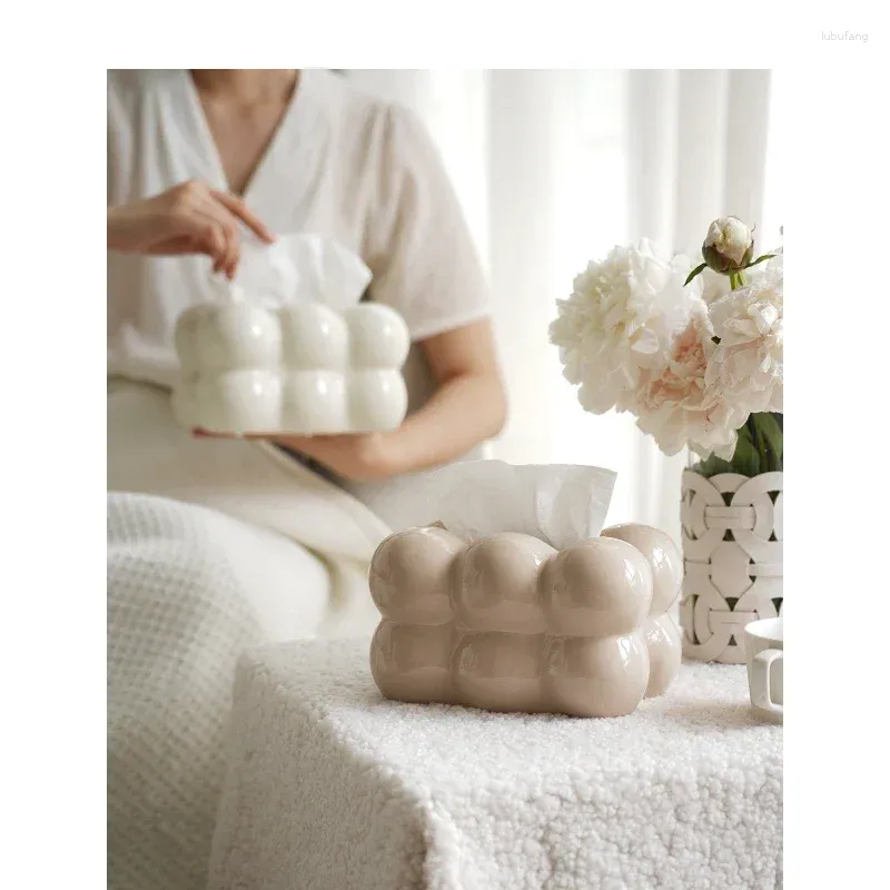 Bottles INS-style Cotton Candy Series Ceramic Tissue Box Art Sense Living Room Coffee Table Modern Minimalist Decorative Paper Drawer
