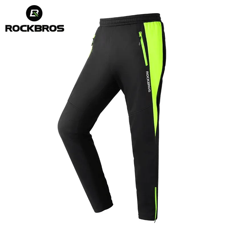 Rockbros Winter Cycling Pants Warm Fleece Thermal Windproof Pants Leg Cuff Zipper Outdoor Sport Men Cykelbyxor Sportkläder 240112