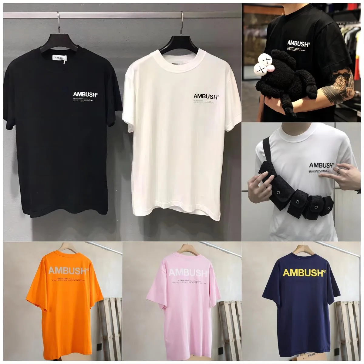 Designer Mens AMBUSH T-shirt à manches courtes poitrine lettre réfléchissante de base hommes et femmes Couple Tees Tops