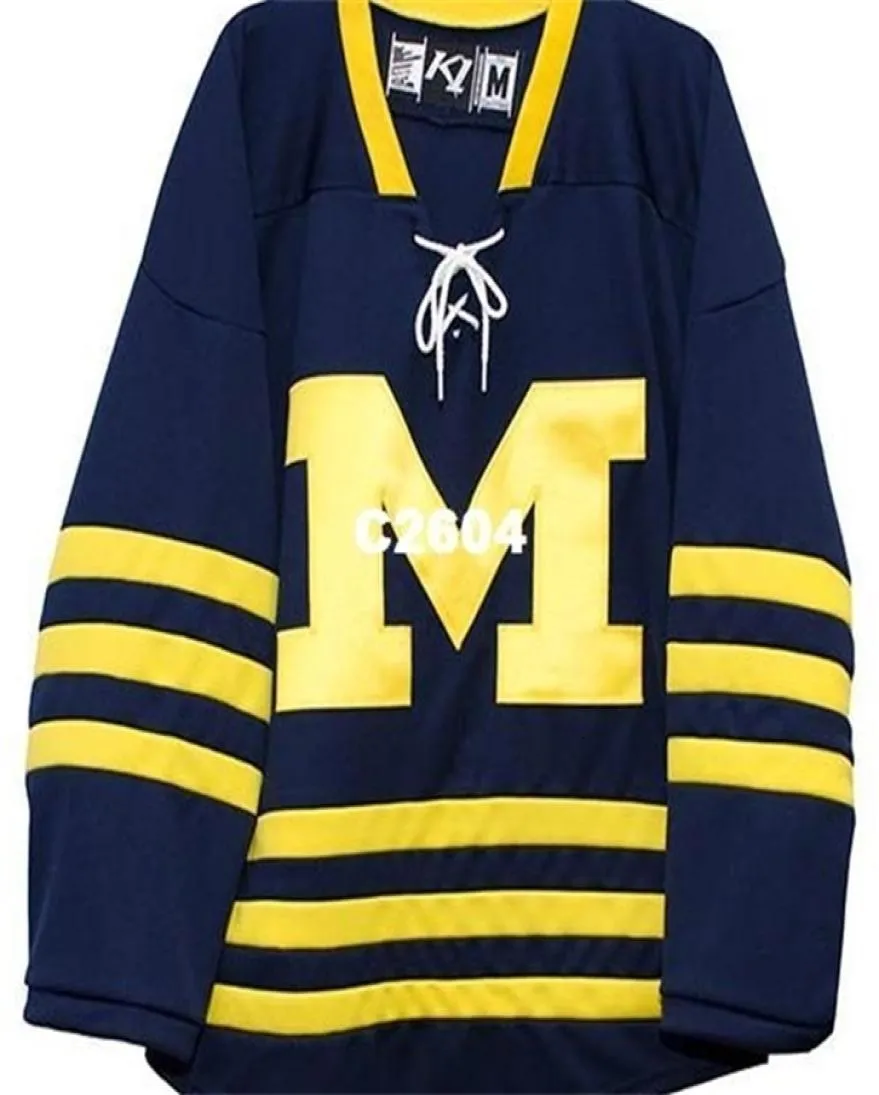 Chen37 Real Men Real Full Embroidery Michigan Hockey Jersey 100 Embroidery Jerseyまたは任意の名前または番号Jers9882675をカスタム