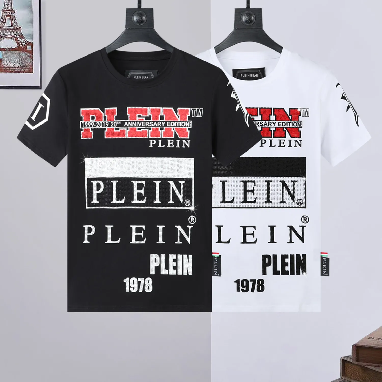 Plein Bear T Shirt Mens Designer Tshirts Brand Clothing Rhinestone PP Czaszki Męs