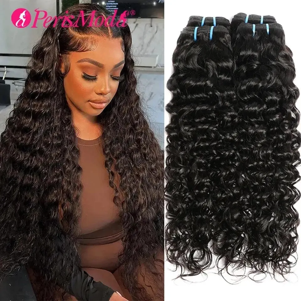 Perismoda pacotes de onda de água para mulheres tecelagem peruana virgem cabelo humano molhado e ondulado feixes de cabelo humano 1/3/4 pçs 240111