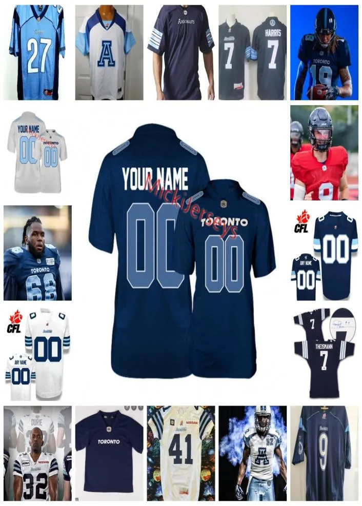 7 Trevor Harris Trikots 15 Ricky Ray Trikot Benutzerdefiniertes CFL Toronto Argonauts Trikot 36 Dion Pellerin 37 Asnnel Robo 59 Dejon Allen 65 1212042