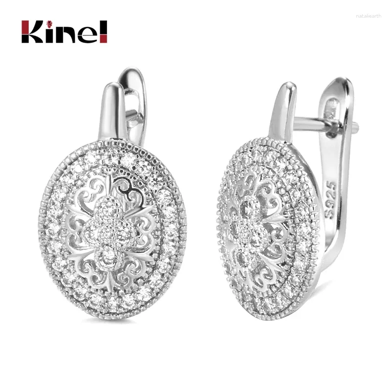 Boucles d'oreilles Kinel classique en argent Sterling 925, ovale, Zircon naturel, tendance, spinelle, fiançailles pour femmes, bijoux Fien