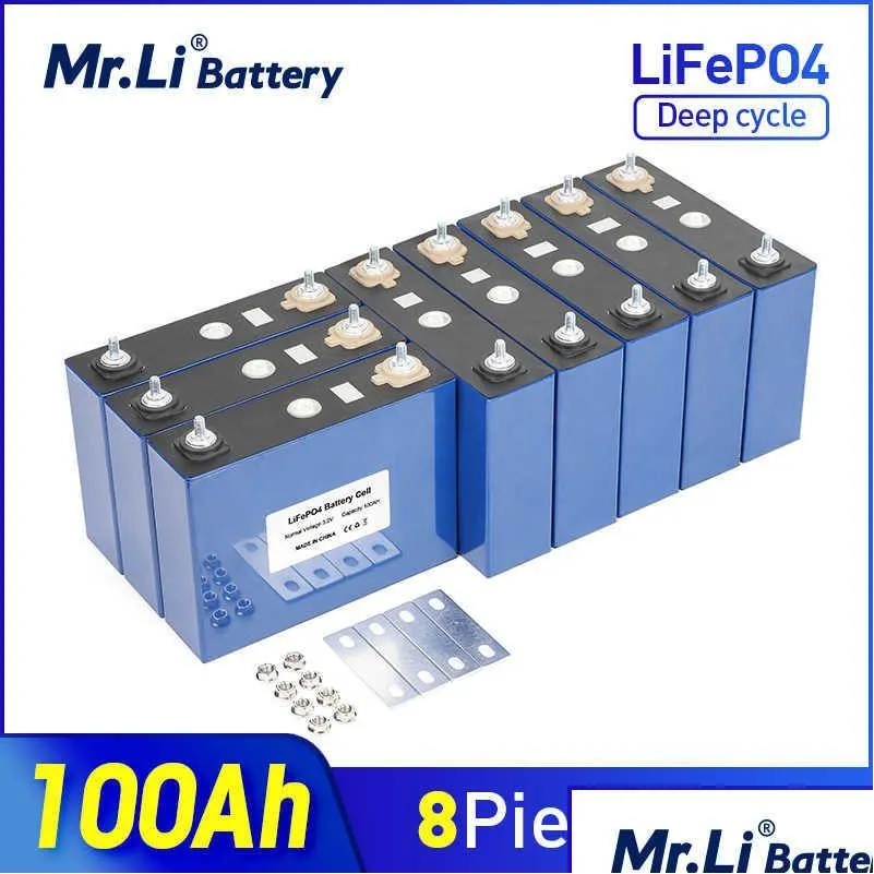 Batterie Mr.Li 3.2V 100Ah 8 Pezzi Lifepo4 Batteria Ricaricabile Al