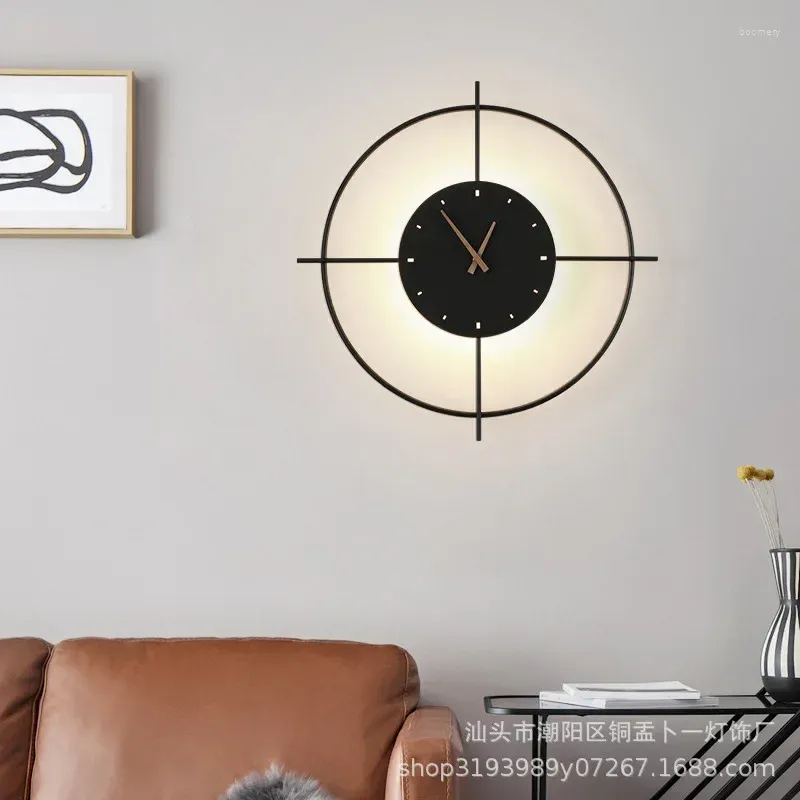 Vägglampa LED med klocka nordisk lyx Enkelt och modernt för El Bedside Living Room Creative Light Fixture
