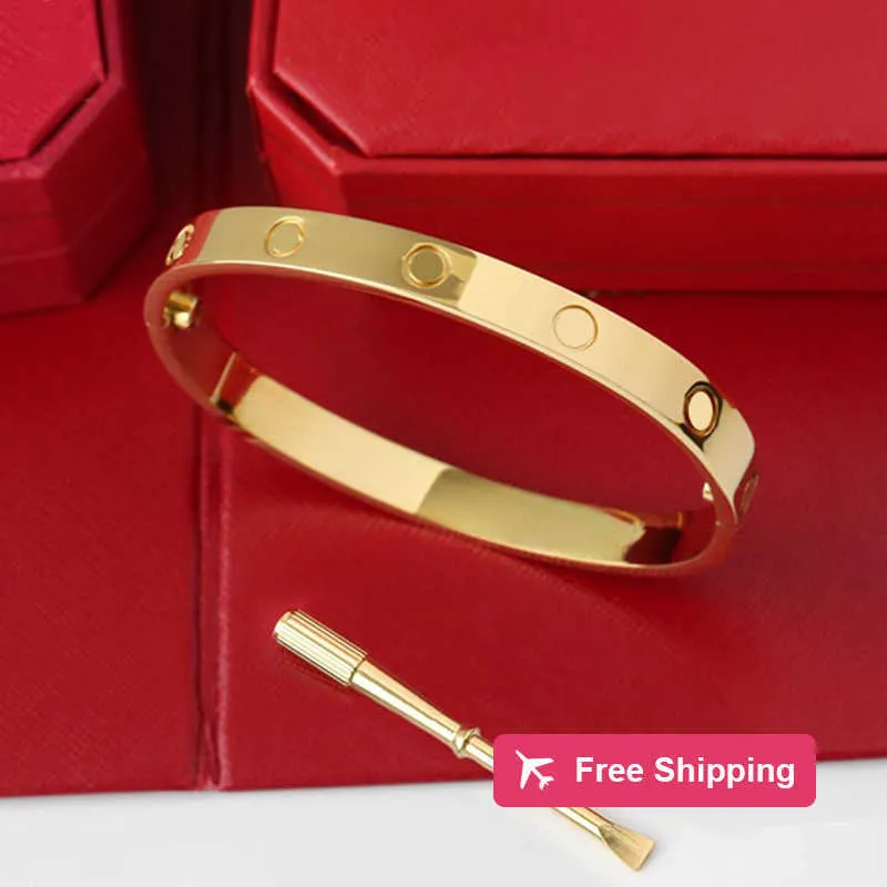 Золотой браслет для женщин и мужчин, браслеты из титановой стали с винтами 6 мм и 4 мм, ювелирные изделия для пар с отверткой, дизайнерские браслеты для женщин, браслет в подарок E1M4