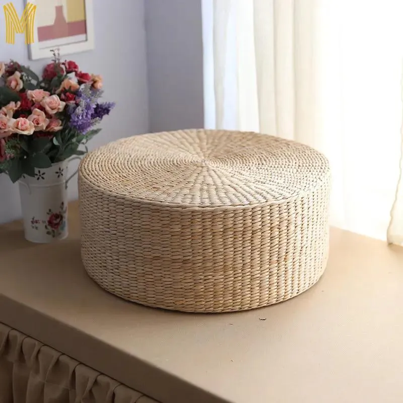 Mats MiFuny 30cm 40cm Cushion Meditation Cushions Round Straw Weave Handmade Futon Pillow Floor Yoga Chair Seat Mat Home Decoration