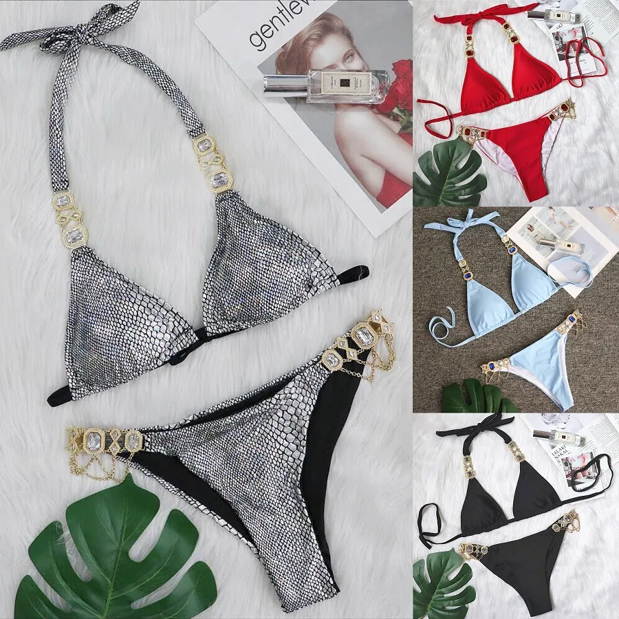 Diseñador para mujer Bikini Mujeres Verano Sexy Traje de baño Señoras Sin respaldo Carta dividida Multicolores Trajes de baño de playa Traje de baño de viento