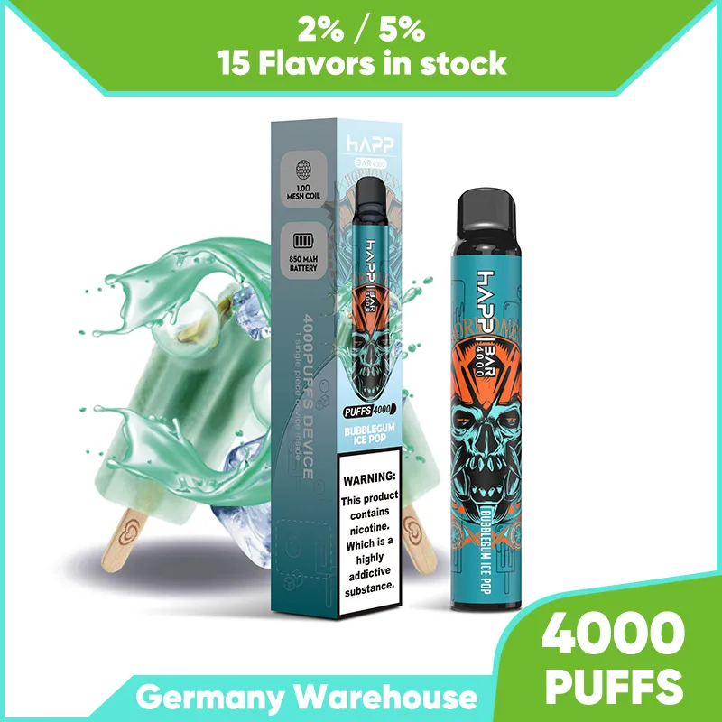 Atacado Happ Puff 4000 Vapes Descartáveis Bar 4k Puffs Cigarro Eletrônico Sabores Mistos 15 Vaporizador de Bom Gosto