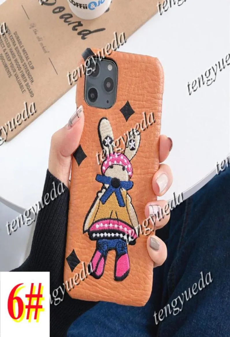 Fashion Deluxe Phone Cases für IPhone 11 12 13 14 pro max XS XR XsMax 7 8Plus Leder Stickerei Kaninchen Designer Handy Abdeckung w9716318