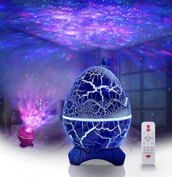 Galaxy Starry Projector Night Lighting Decorat Sovrum för hemvitt buller för sömn Barn Gift Dinosaur Eggs Shell Lamp2801846