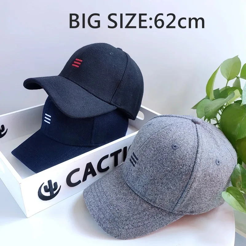 Big Head Baseball Cap For Men Autumn And Winter Weather Wool Warm Large Size Hat Women CircumFerence 62cm Deep Top Wide 240111
