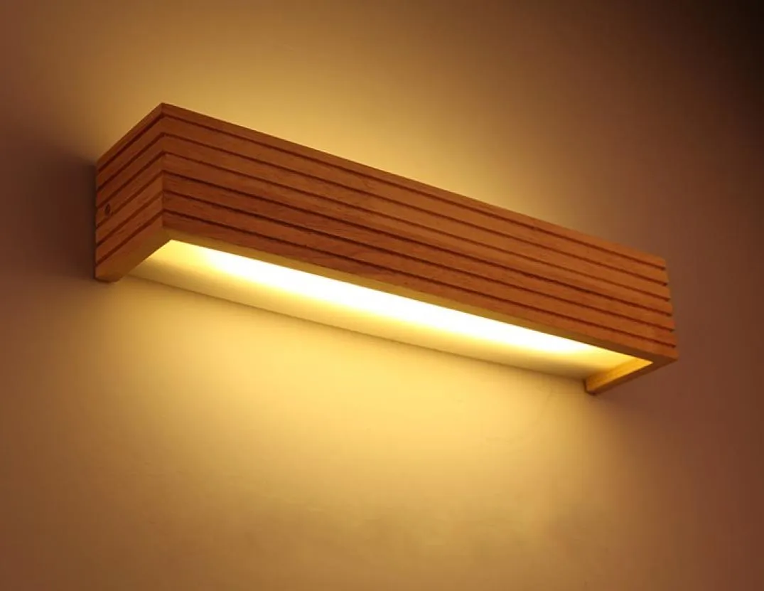 Estilo japonês moderno conduziu a lâmpada de parede de madeira de carvalho luzes arandela para o quarto casa lightingwall arandela luz de parede de madeira maciça LLFA5979145